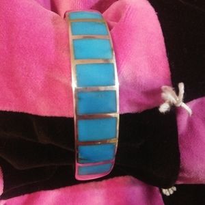 Vintage Heavy Sterling and Turquoise bangle